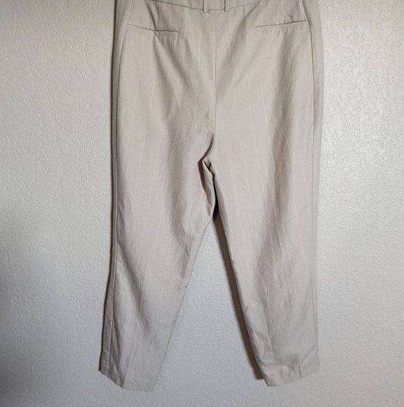 Express Women's Size 14R High Rise Ankle Beige Slim Straight Leg Dress Pants - Picture 8 of 13